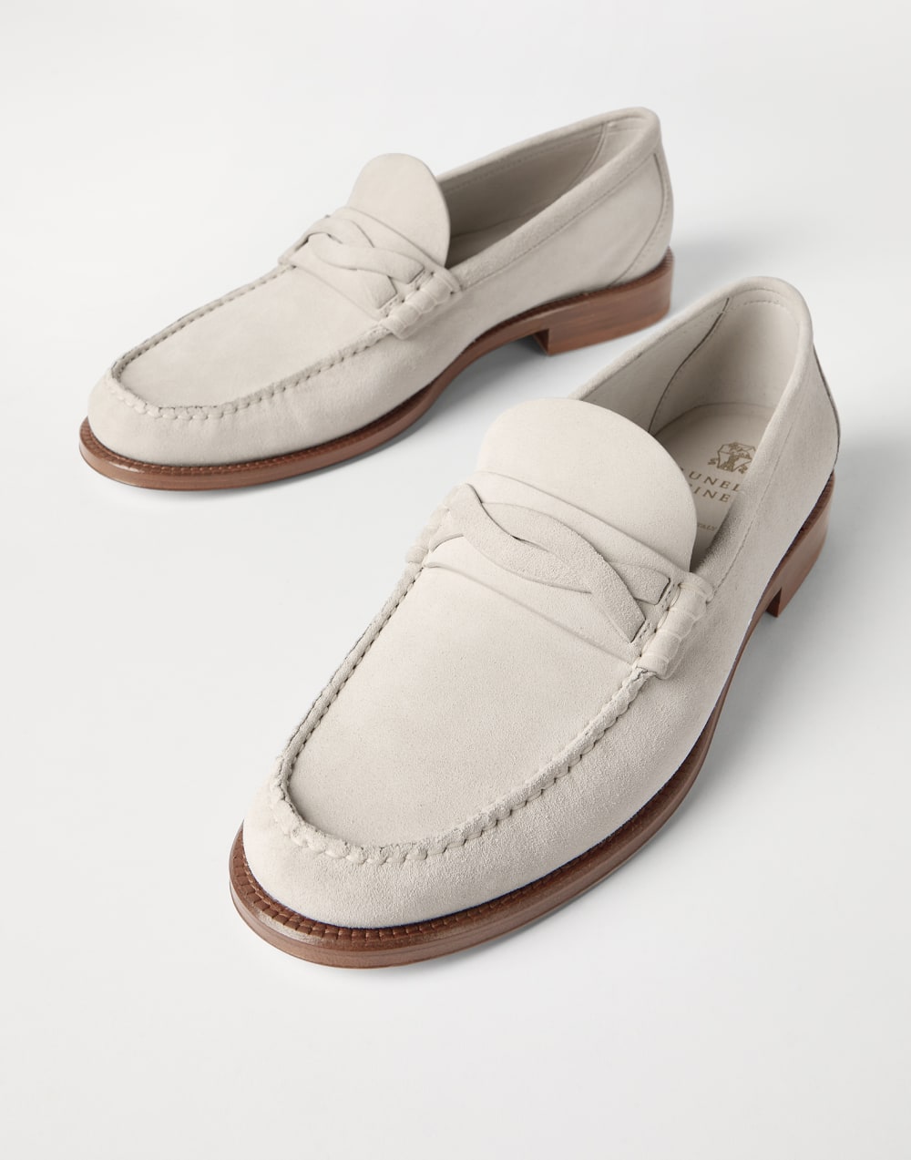 Suede loafers Ivory Man - Brunello Cucinelli