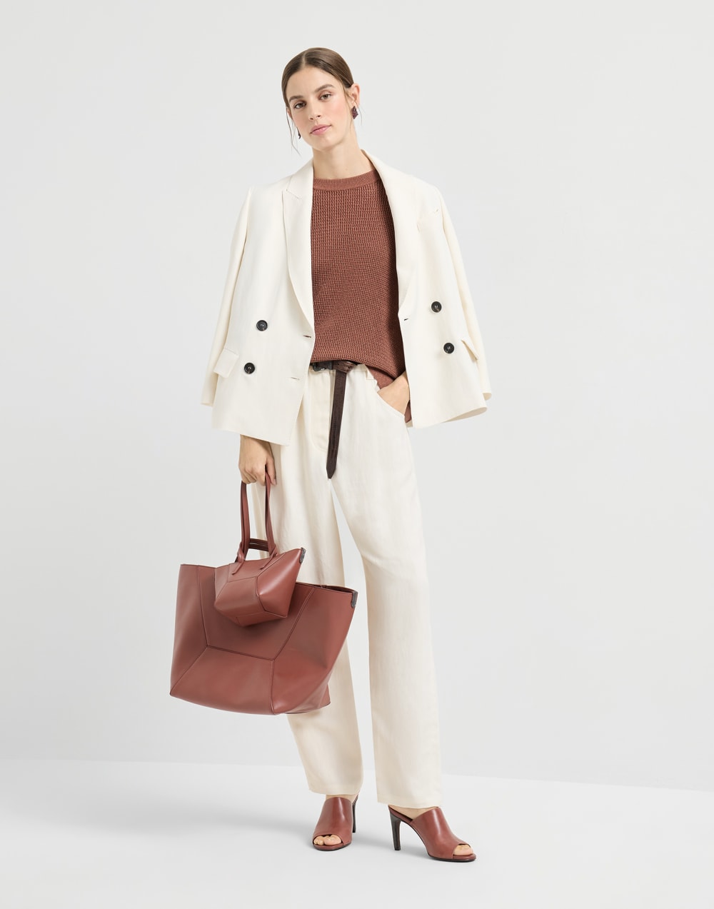 Jersey Sparkling Texture Rojo Ladrillo Mujer - Brunello Cucinelli