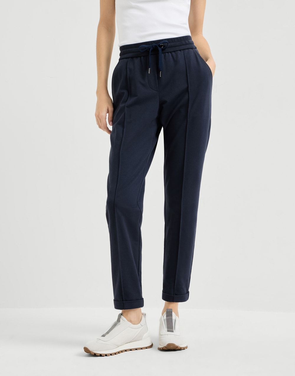 Track trousers with monili Blue Woman - Brunello Cucinelli