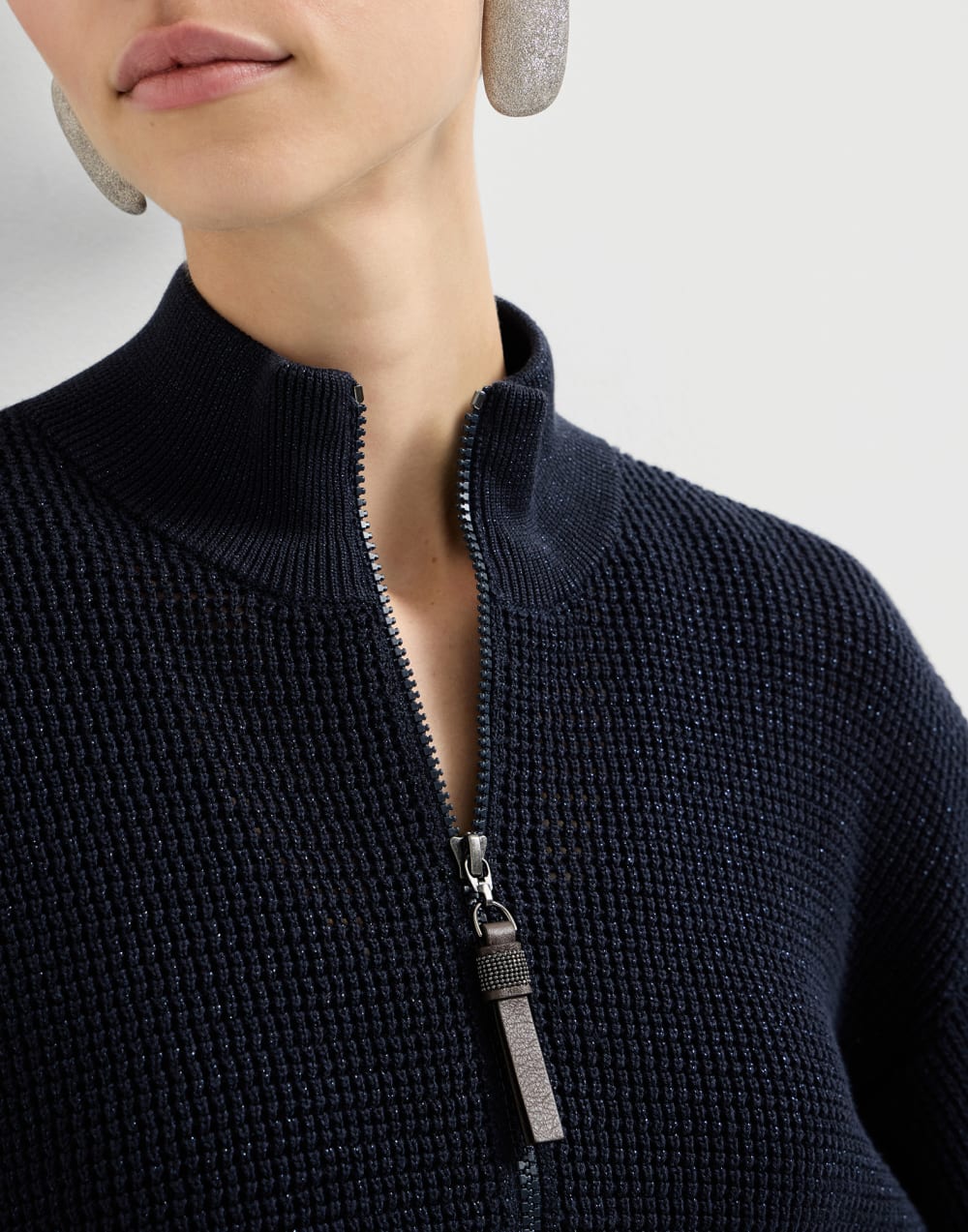 Sparkling net cardigan Blue Woman - Brunello Cucinelli