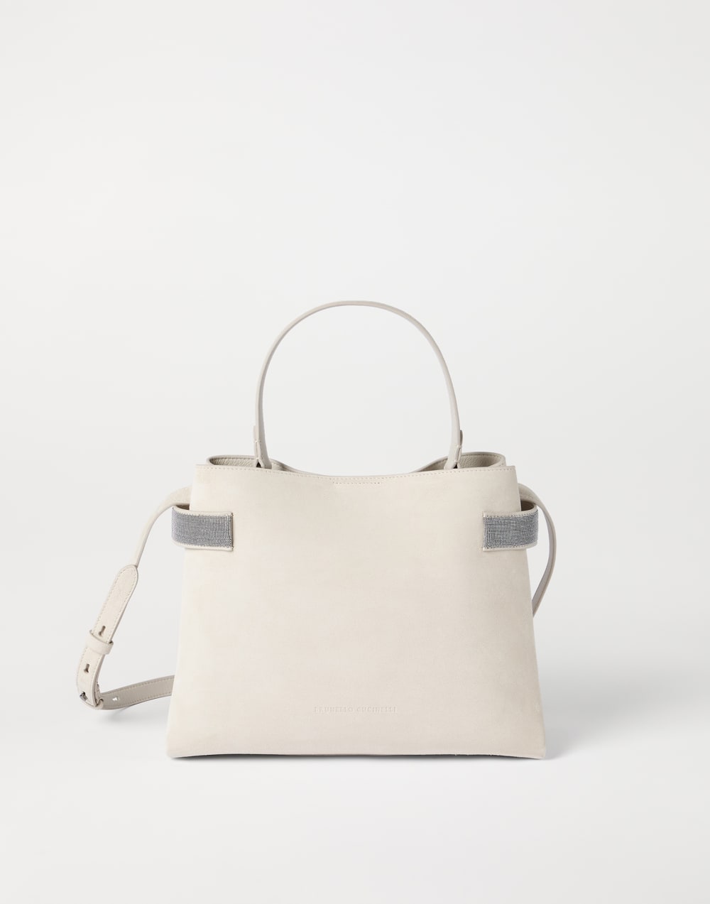 Suede Top-Handle Essence bag Ivory Woman - Brunello Cucinelli