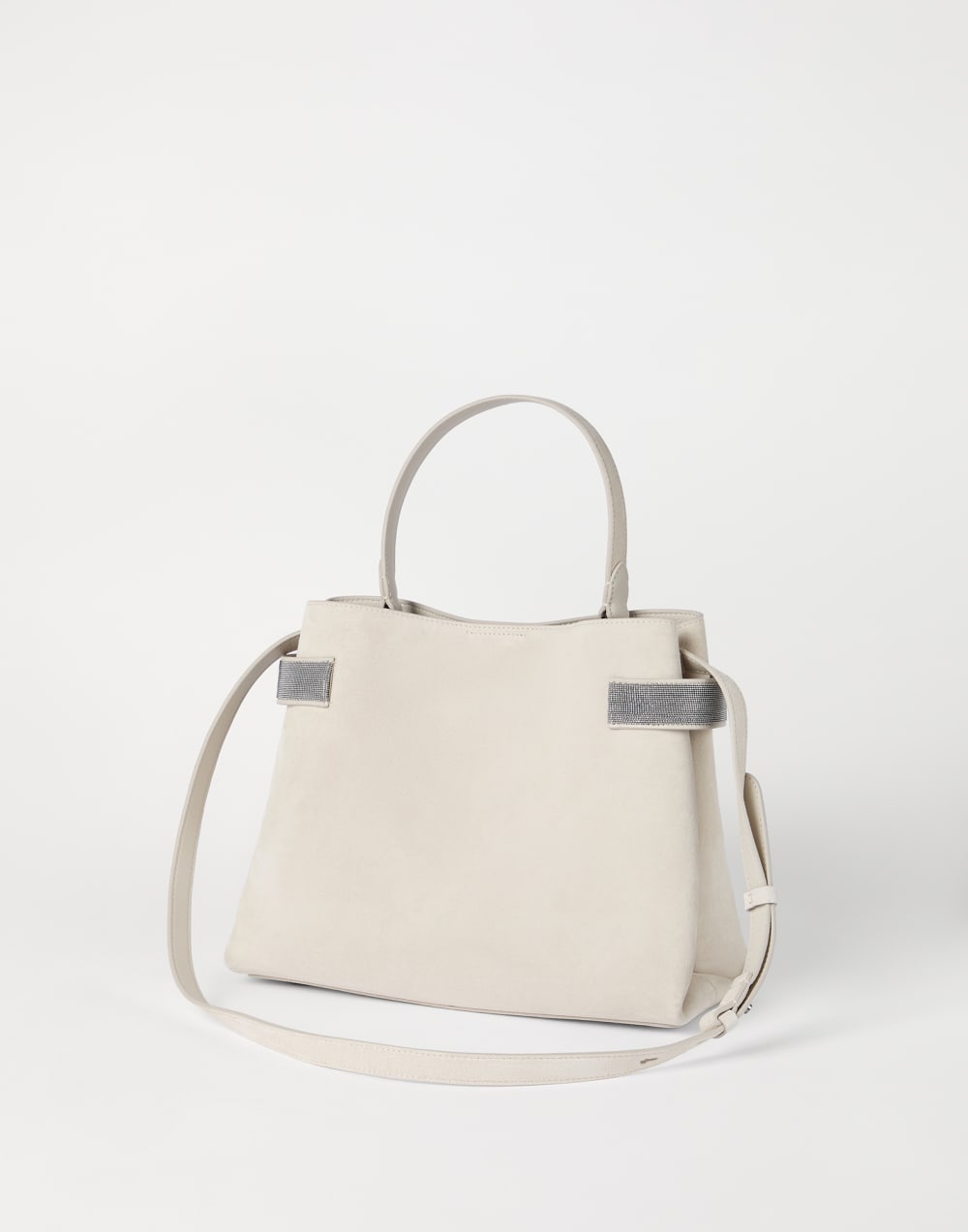 Suede Top-Handle Essence bag Ivory Woman - Brunello Cucinelli