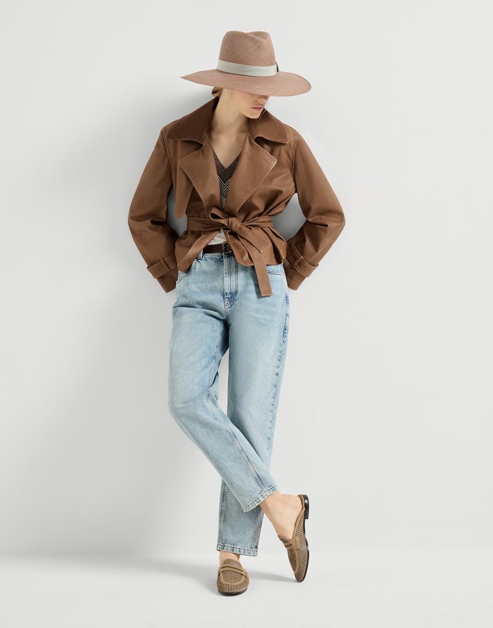 Leather sparkling net mules Brown Woman - Brunello Cucinelli