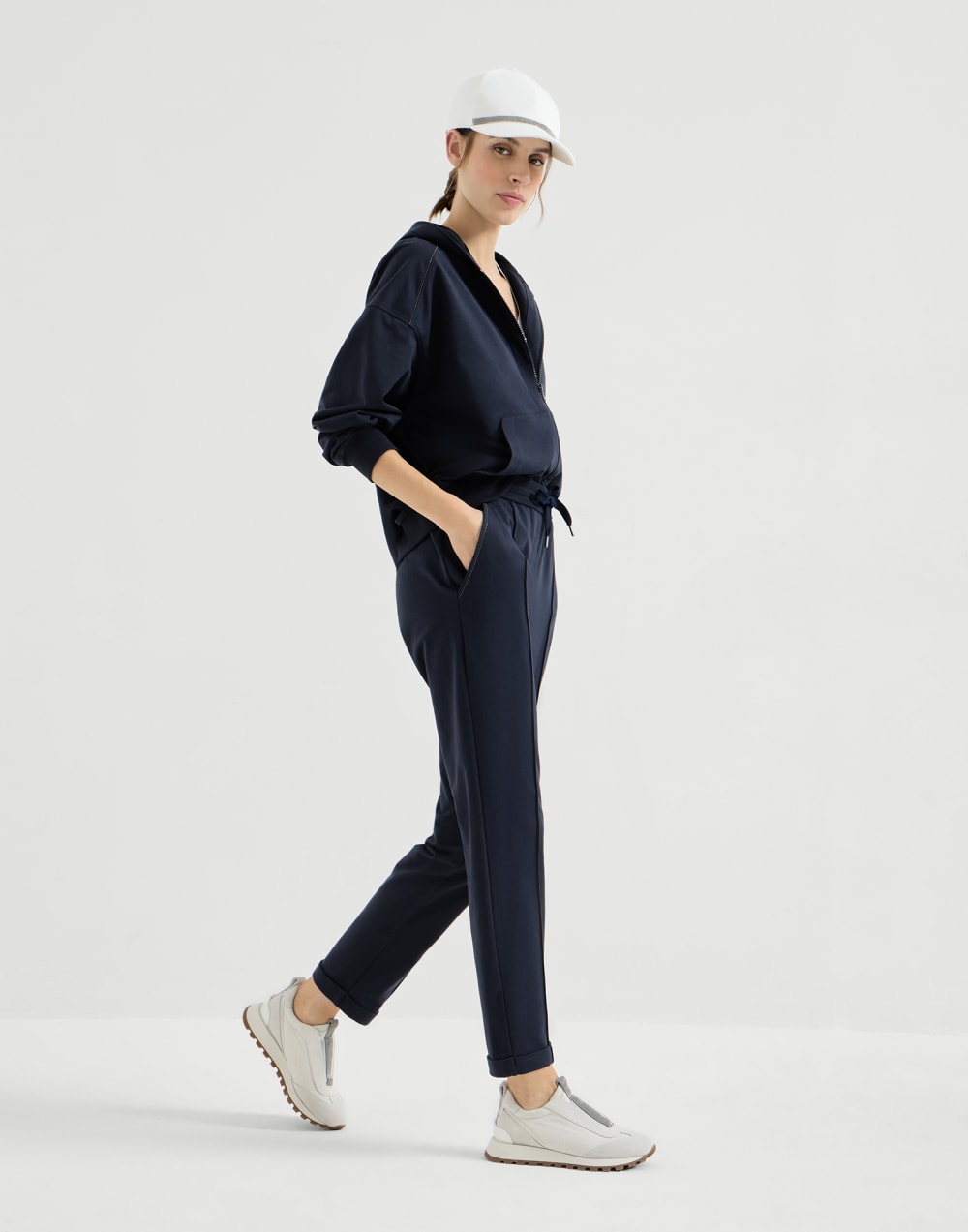 Track trousers with monili Blue Woman - Brunello Cucinelli