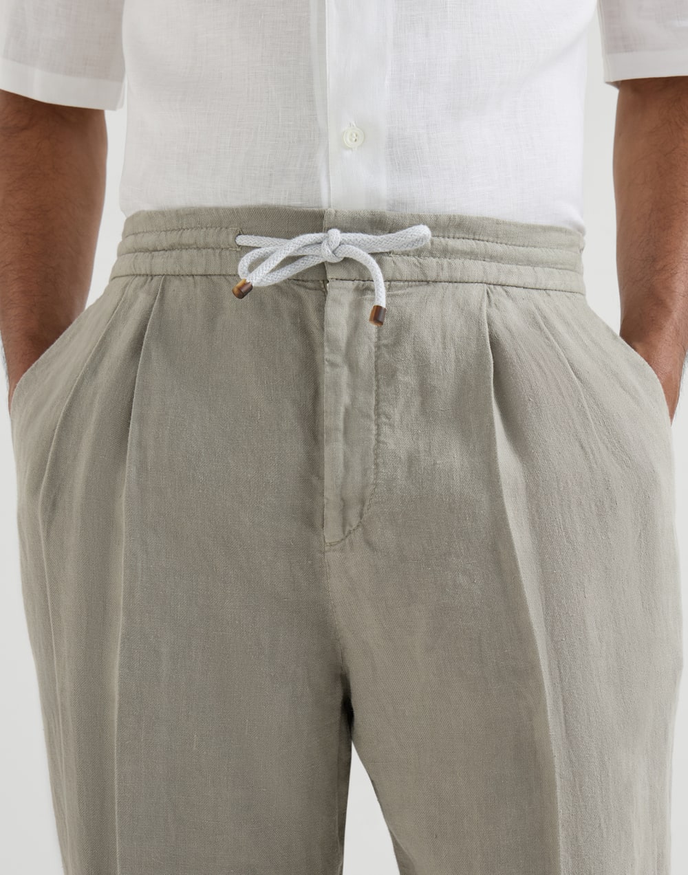 Trousers with drawstring Khaki Man - Brunello Cucinelli