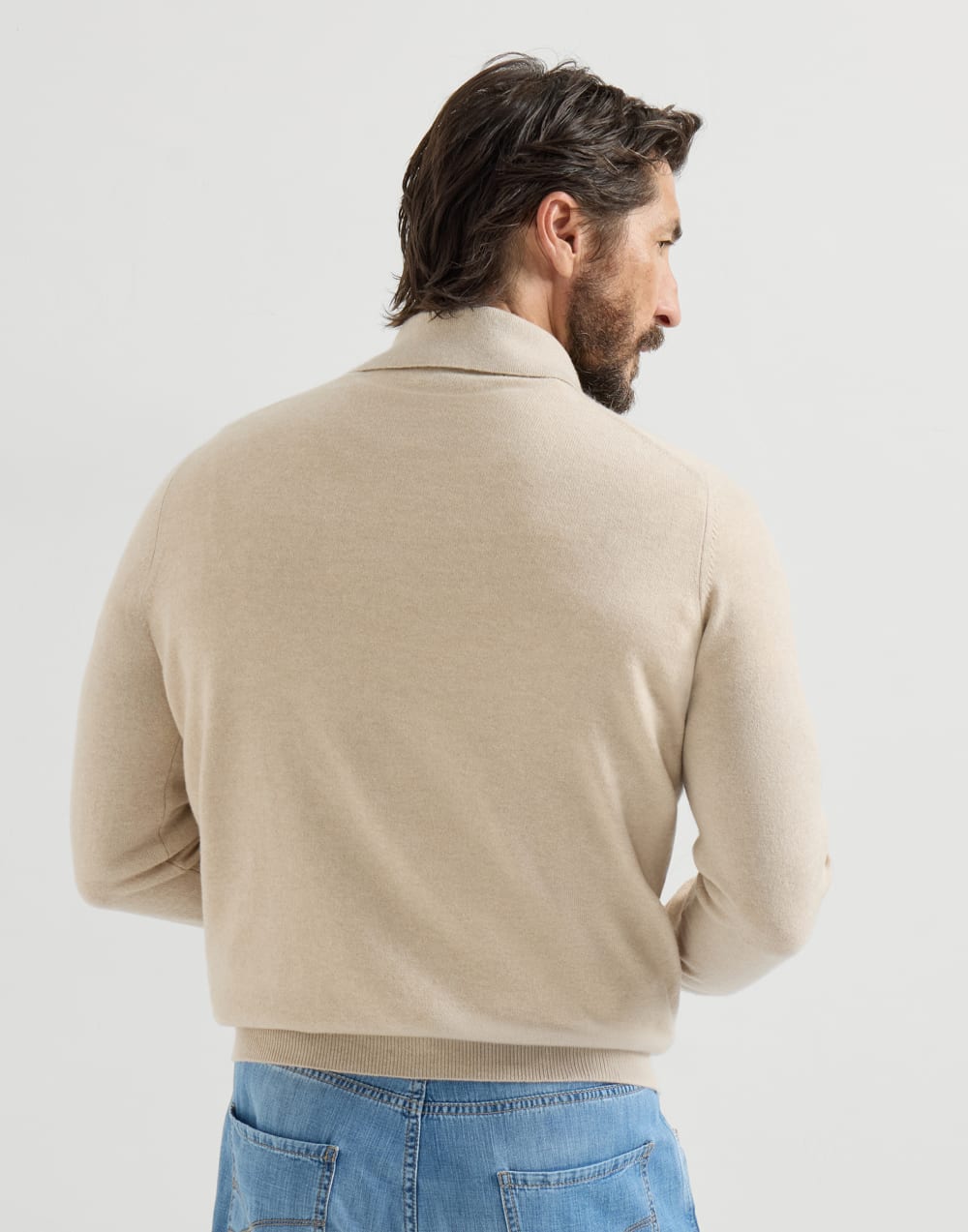 Poloshirt aus Kaschmirstrick Sand Herren - Brunello Cucinelli