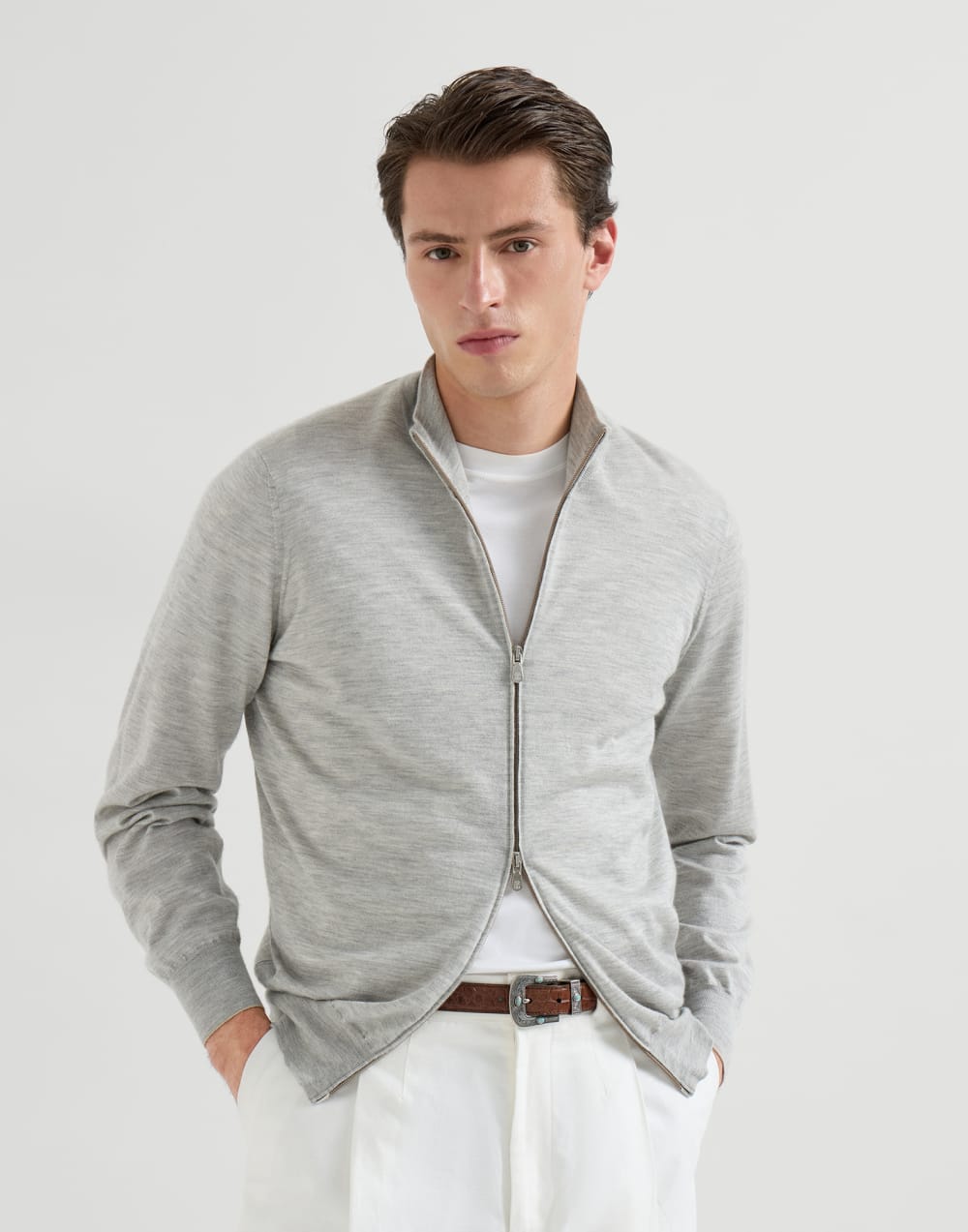 Cashmere and silk cardigan Pebble Man - Brunello Cucinelli