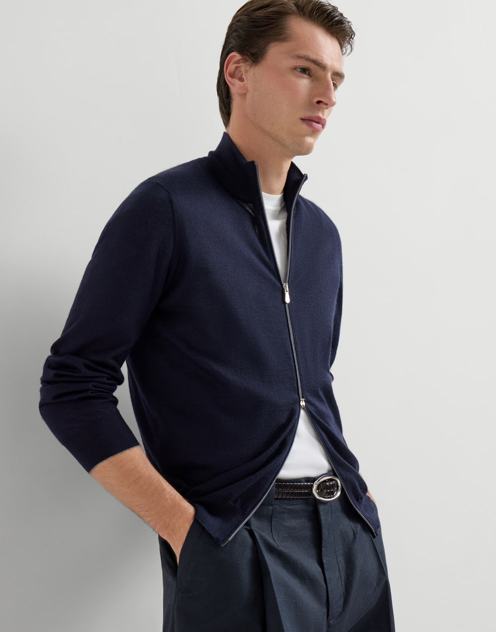 Cardigan aus Kaschmir und Seide Navy-Blau Herren - Brunello Cucinelli