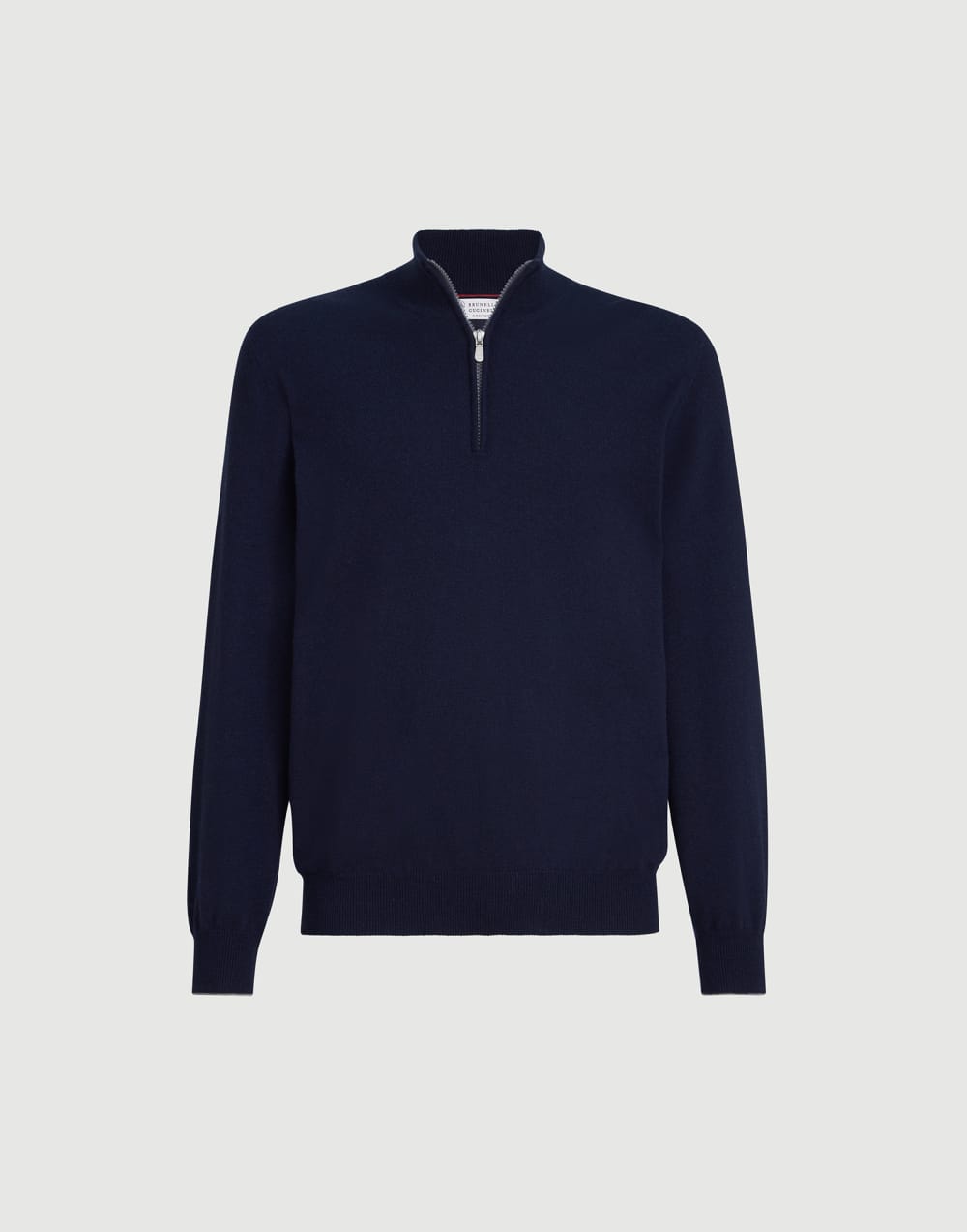 Cashmere sweater with half zip Navy Blue Man - Brunello Cucinelli