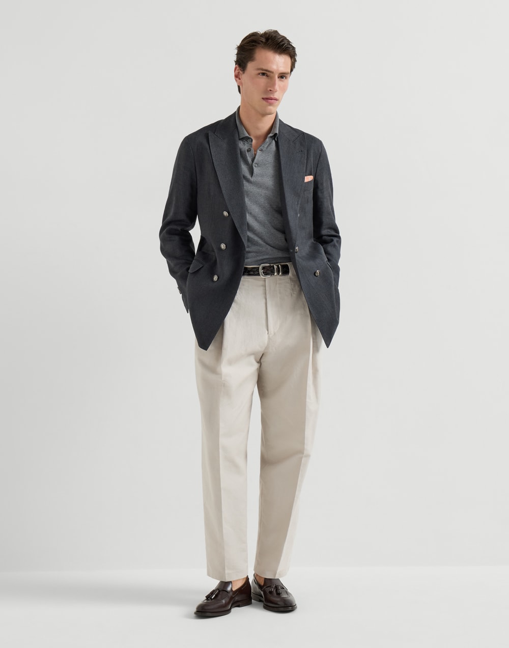 Polo-style sweater Dark Grey Man - Brunello Cucinelli