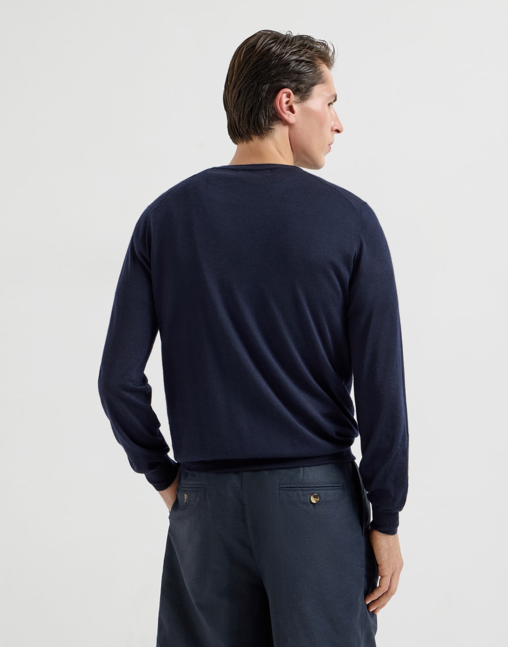 Leichter Pullover aus Kaschmir und Seide Navy-Blau Herren - Brunello Cucinelli