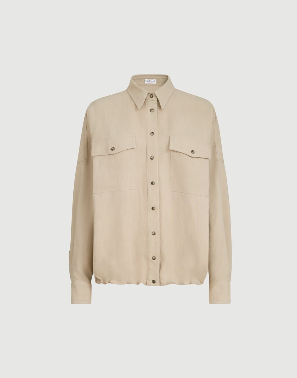 Fluid twill shirt Sand Woman - Brunello Cucinelli