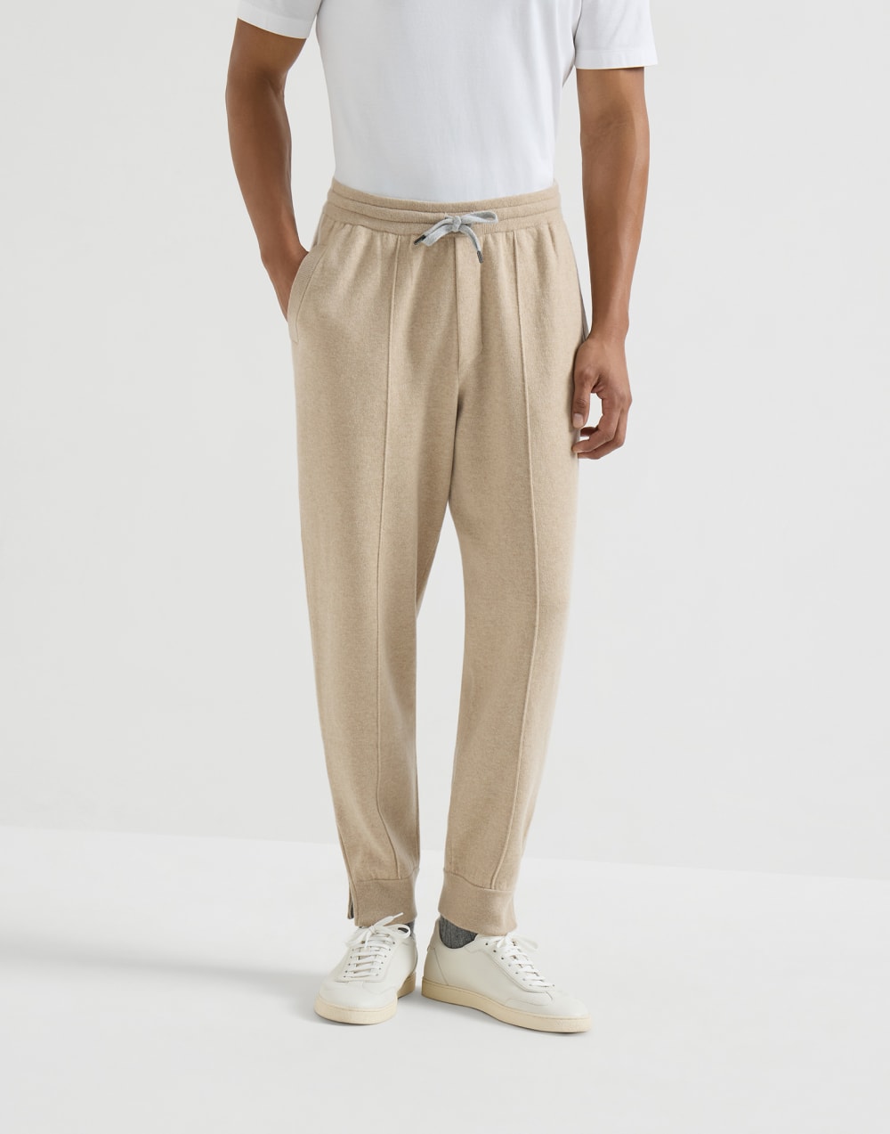 Pantalon en cachemire et vigogne Beige Homme - Brunello Cucinelli