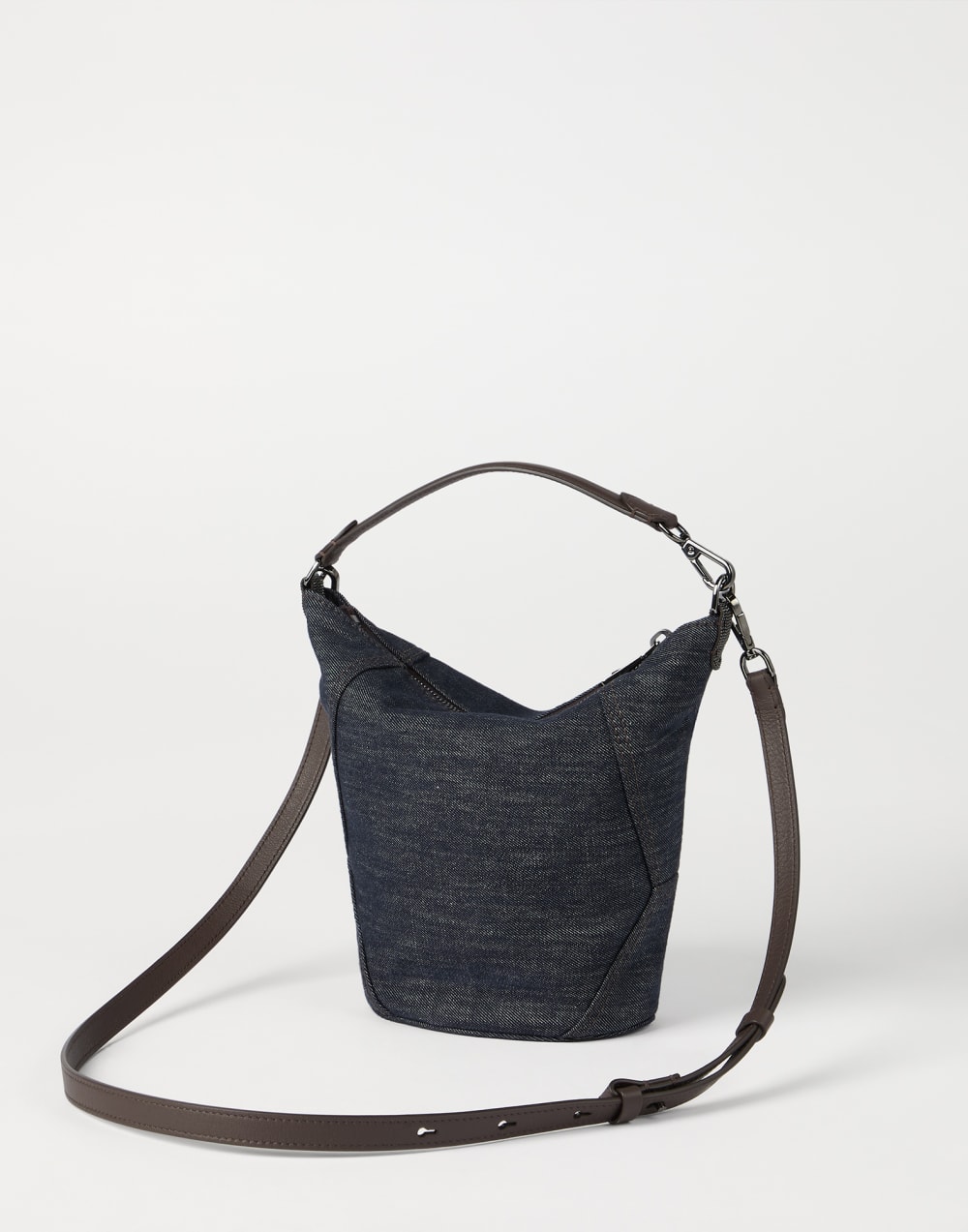 Twill BC Duo small bucket bag Dark Denim Woman - Brunello Cucinelli