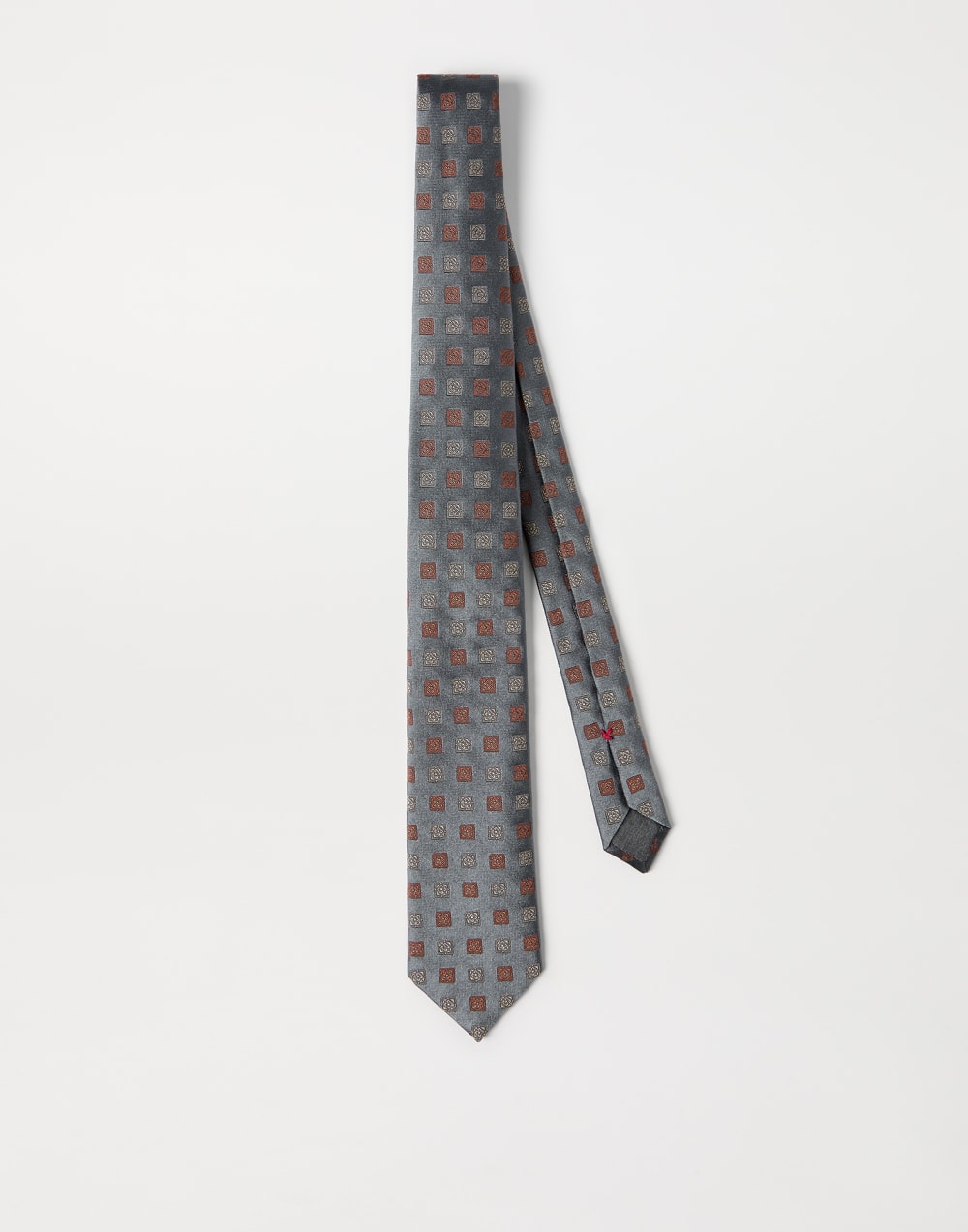 Silk tie with squares pattern Grey Man - Brunello Cucinelli