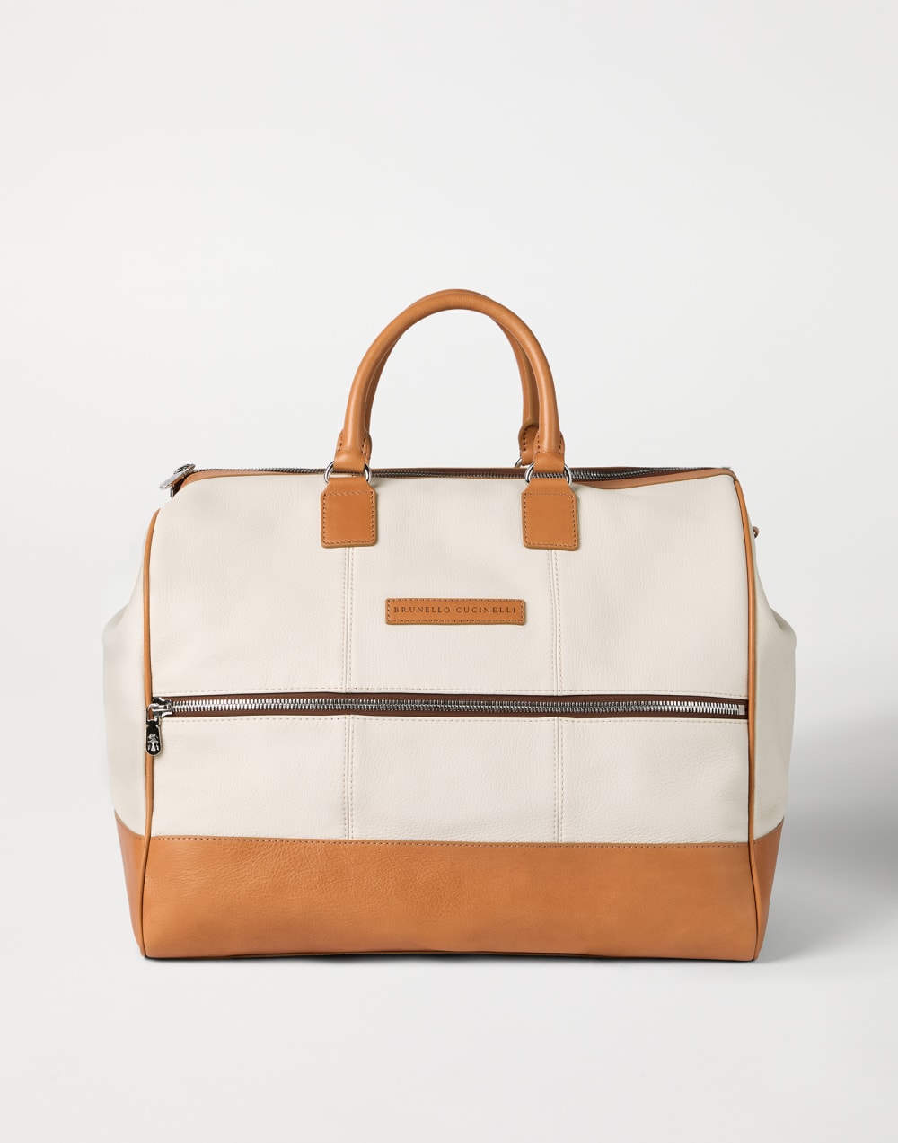 Calfskin and cowhide bag Ivory Man - Brunello Cucinelli