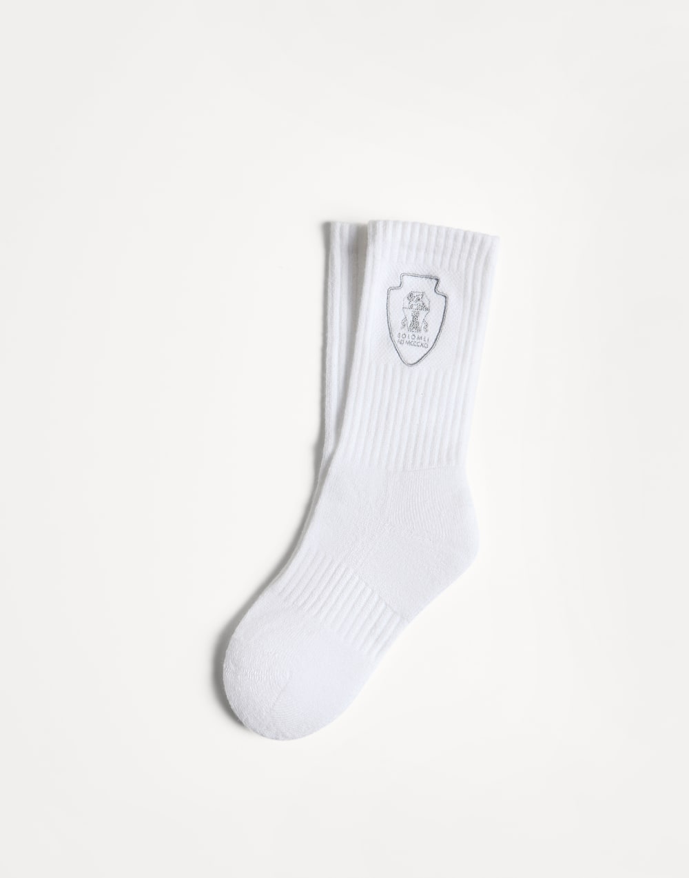 Ribbed socks with logo Light Grey Boys - Brunello Cucinelli