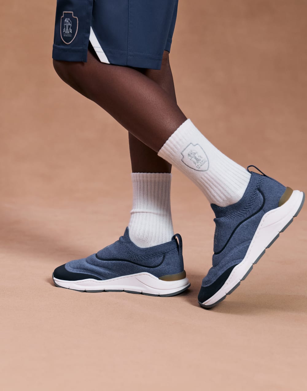 Ribbed socks with logo Light Grey Boys - Brunello Cucinelli