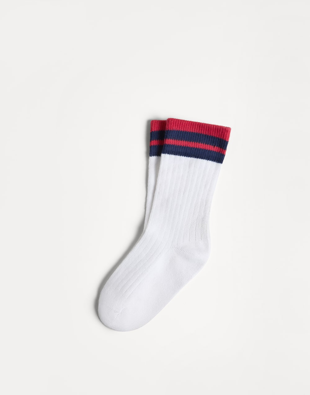 Ribbed socks with stripes and embroidered logo Red Girls - Brunello Cucinelli