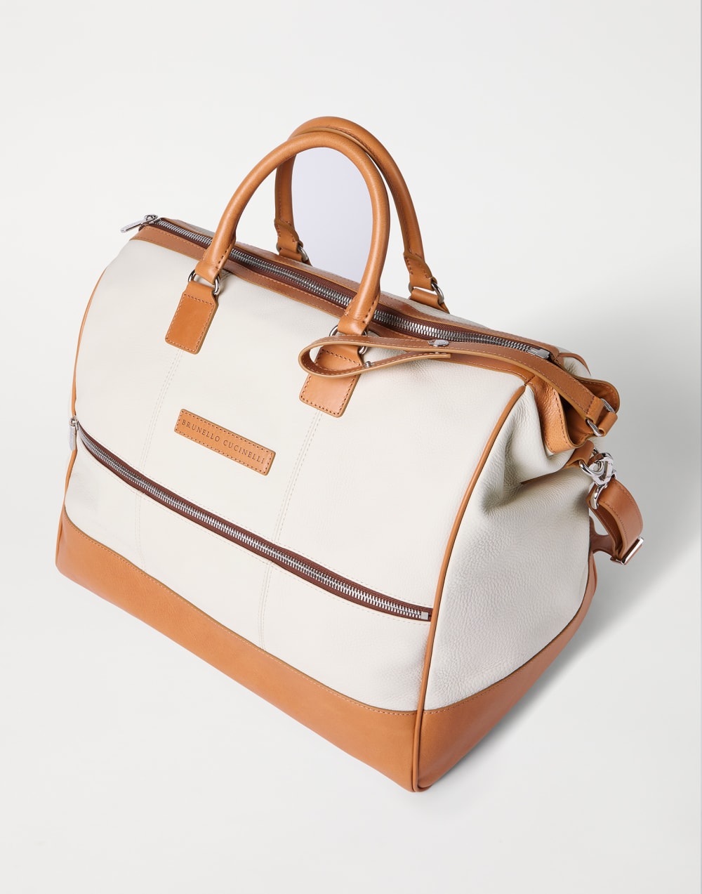 Calfskin and cowhide bag Ivory Man - Brunello Cucinelli