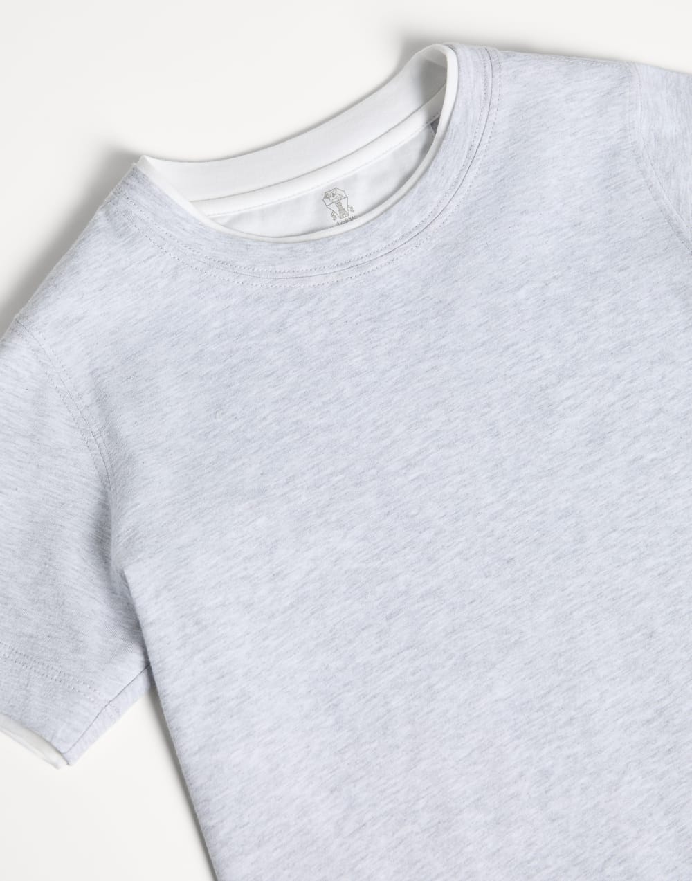 T-shirt with faux-layering Light Grey Boys - Brunello Cucinelli