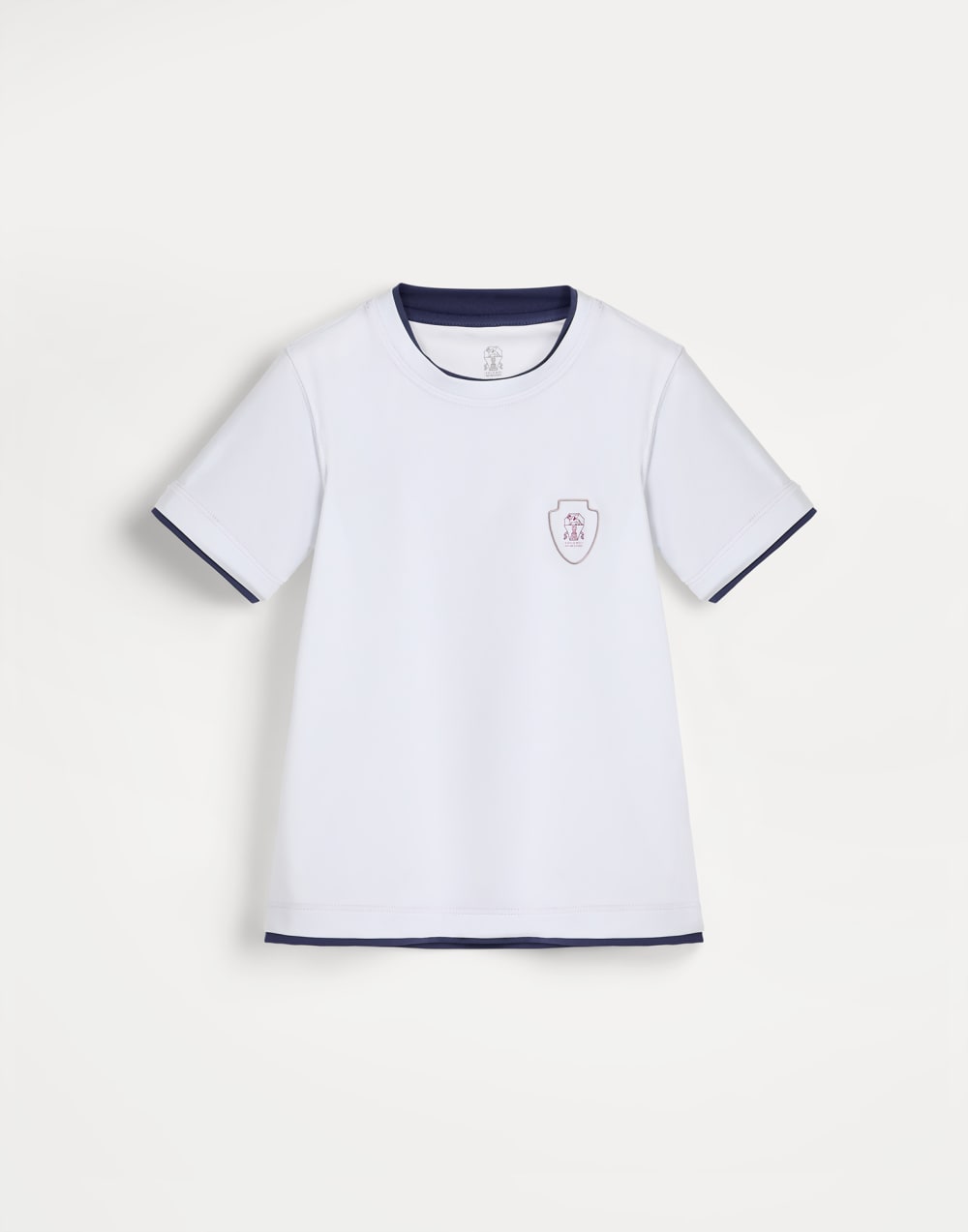 T-shirt with Faux Layering and logo White Boys - Brunello Cucinelli