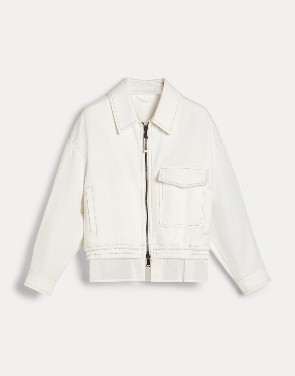 Jacket with Faux-Layering and monili White Girls - Brunello Cucinelli