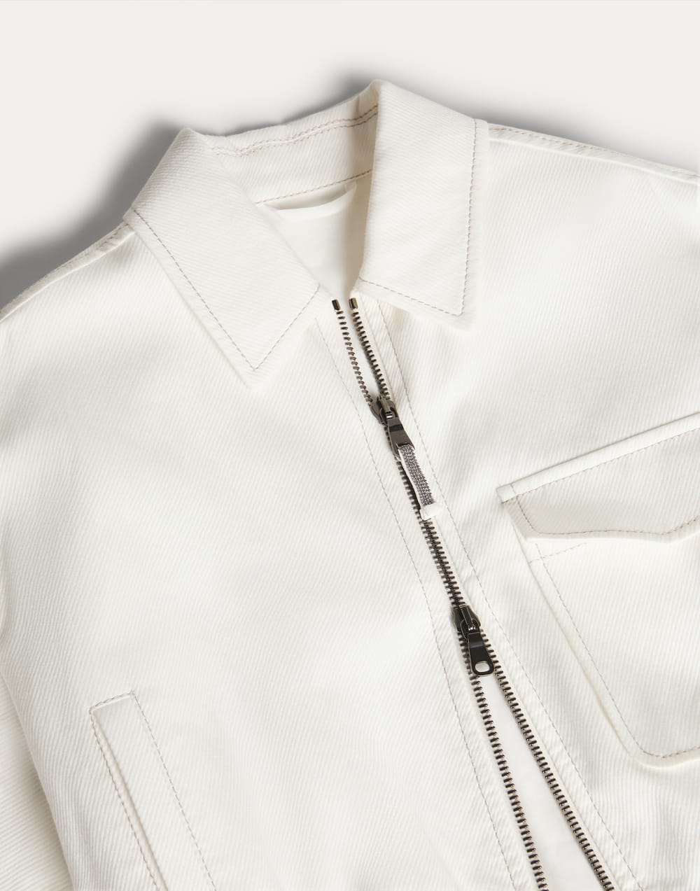 Jacket with Faux-Layering and monili White Girls - Brunello Cucinelli