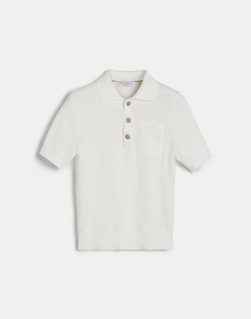 Textured Rib polo shirt Panama Boys - Brunello Cucinelli