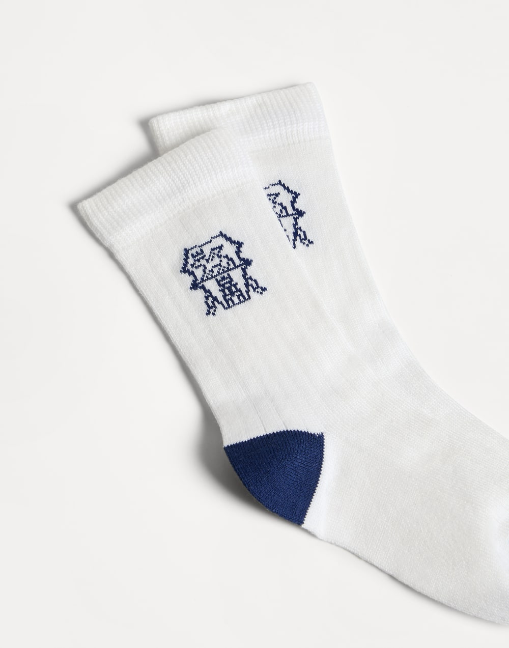 Rib knit socks with inlay Blue Boys - Brunello Cucinelli
