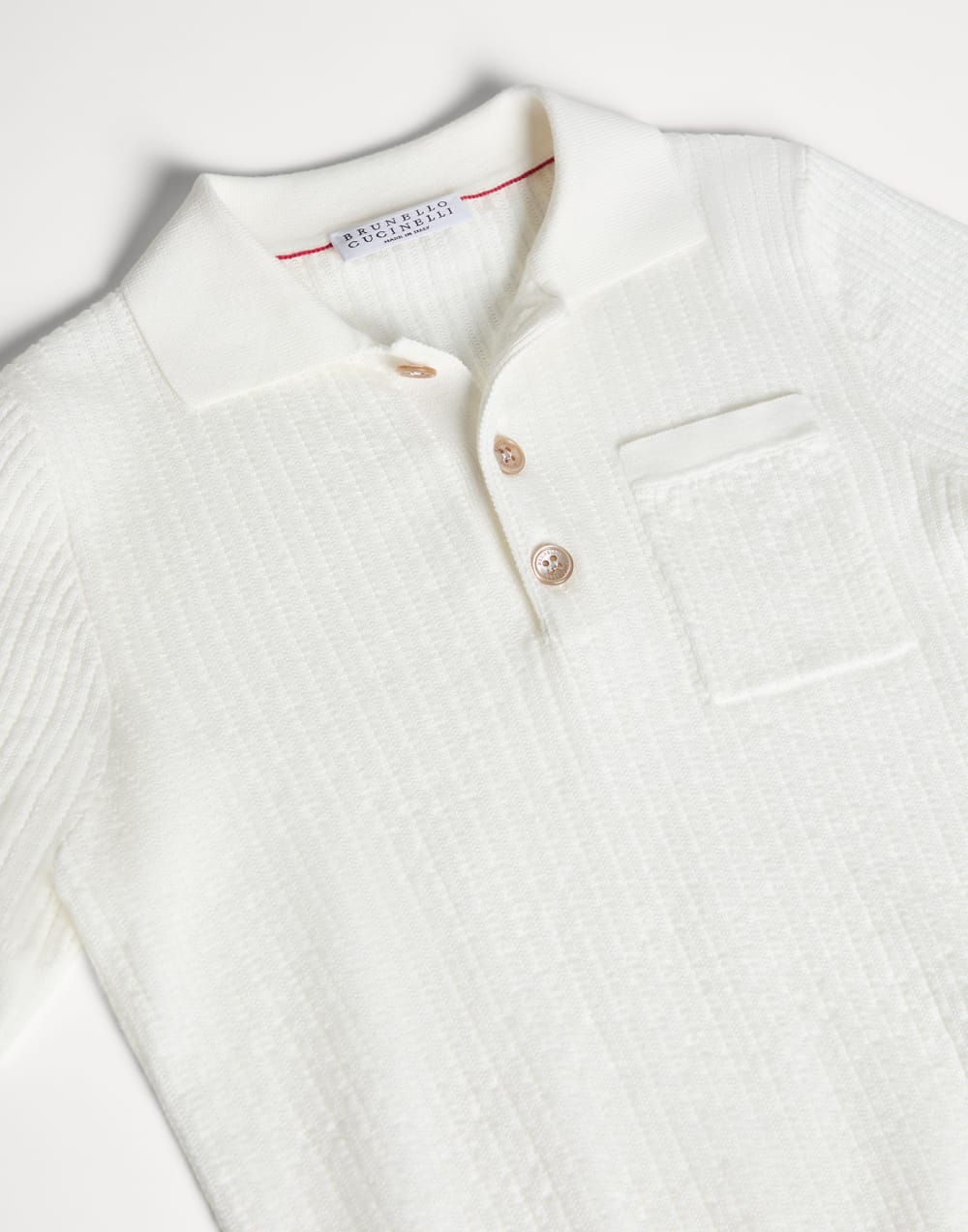 Textured Rib polo shirt Panama Boys - Brunello Cucinelli