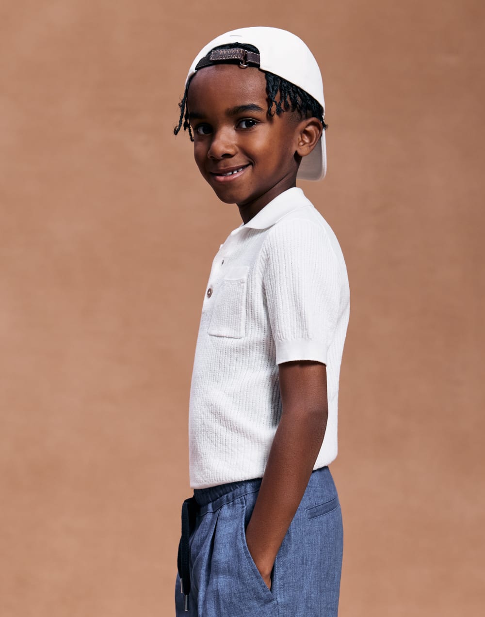 Textured Rib polo shirt Panama Boys - Brunello Cucinelli