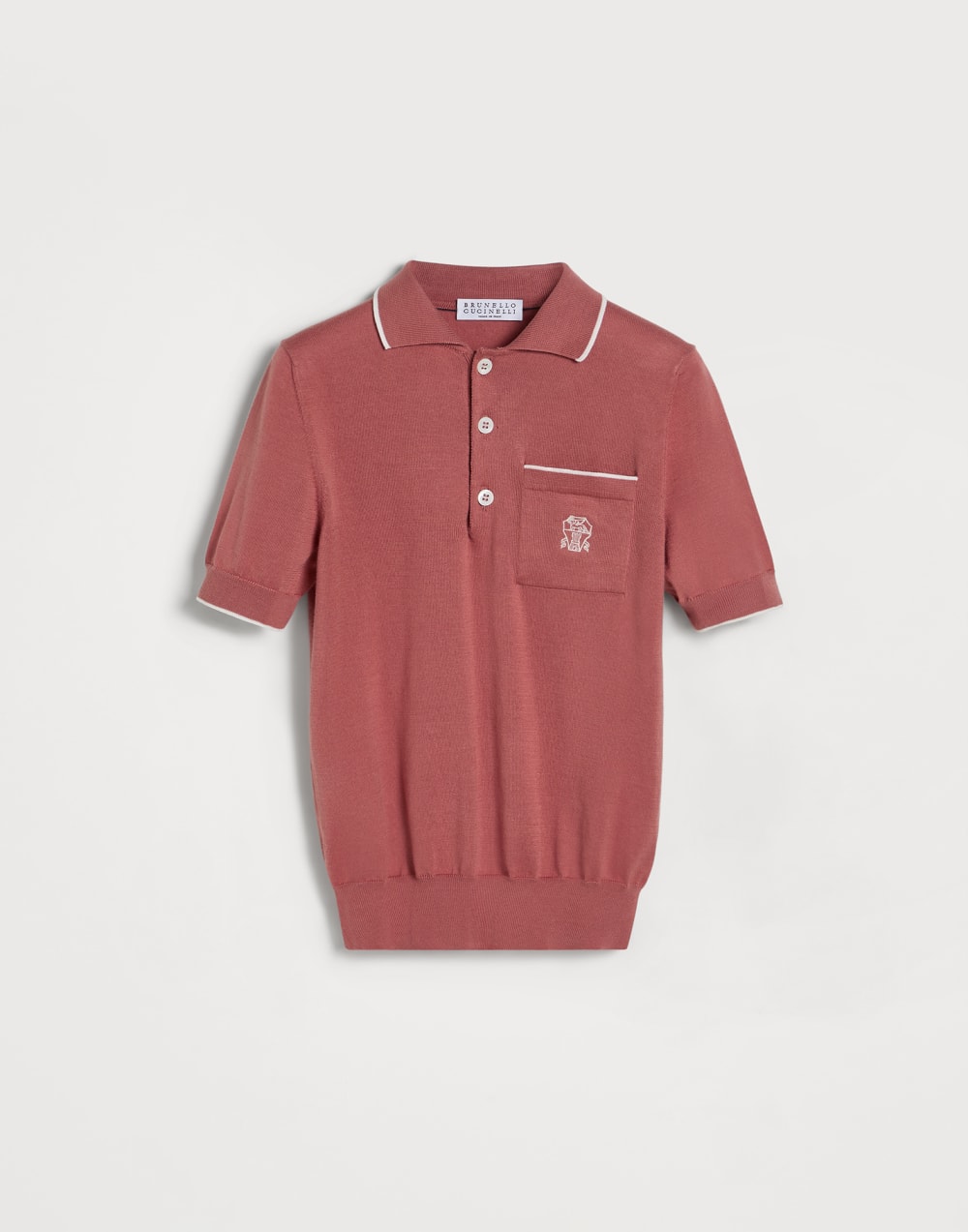 Polo en punto ligero de algodón con logotipo Naranja Niño - Brunello Cucinelli