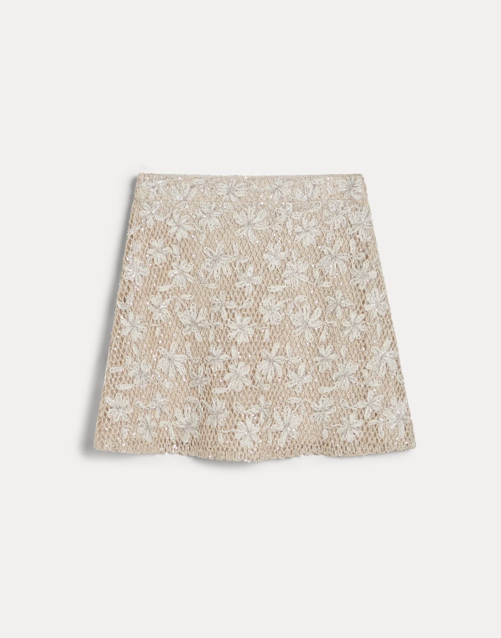 Dazzling Daisy Net Embroidery skirt Natural Girls - Brunello Cucinelli