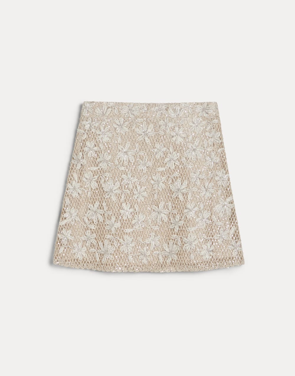 Dazzling Daisy Net Embroidery skirt Natural Girls - Brunello Cucinelli