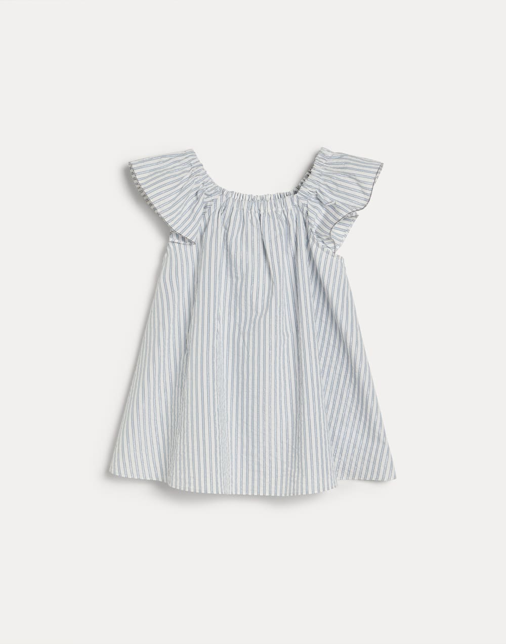 Sparkling striped cotton top with monili Sky Blue Girls - Brunello Cucinelli