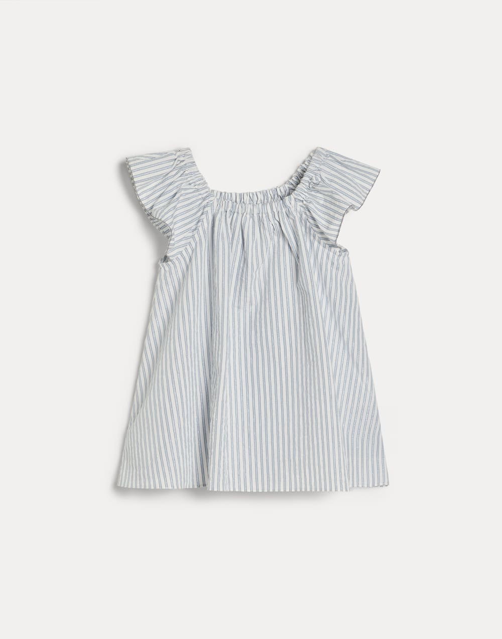 Sparkling striped cotton top with monili Sky Blue Girls - Brunello Cucinelli