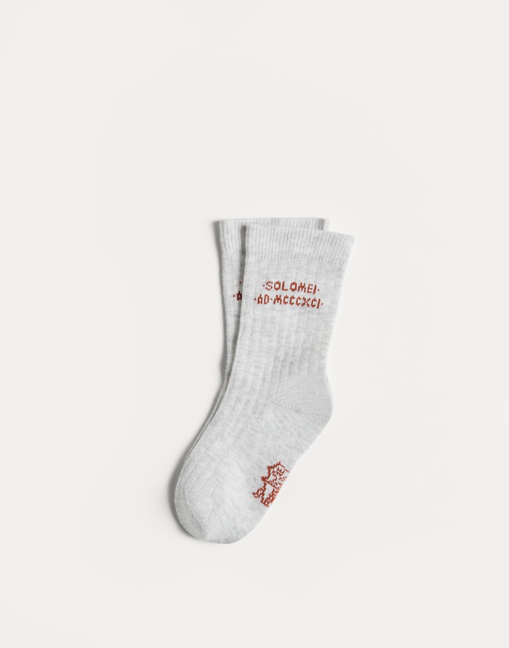 Cotton knit socks with intarsia Grey Boys - Brunello Cucinelli