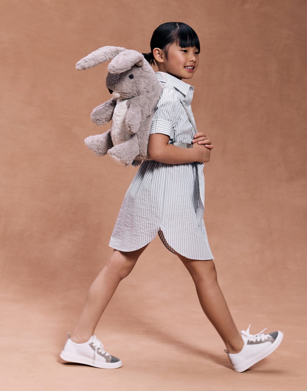 Striped Sparkling dress with monili Sky Blue Girls - Brunello Cucinelli