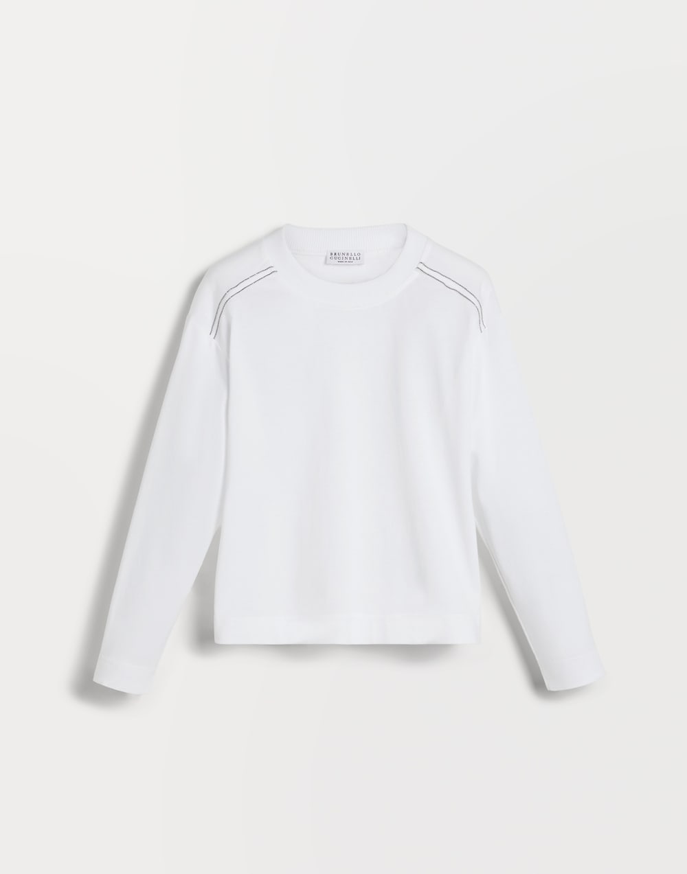 Long sleeve T-Shirt with monili White Girls - Brunello Cucinelli