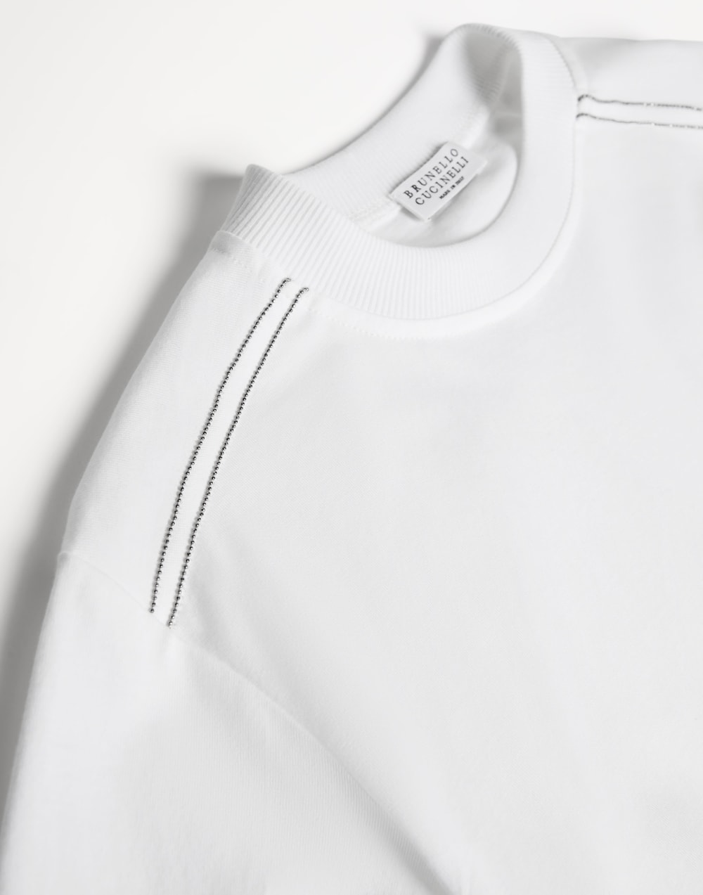Long sleeve T-Shirt with monili White Girls - Brunello Cucinelli