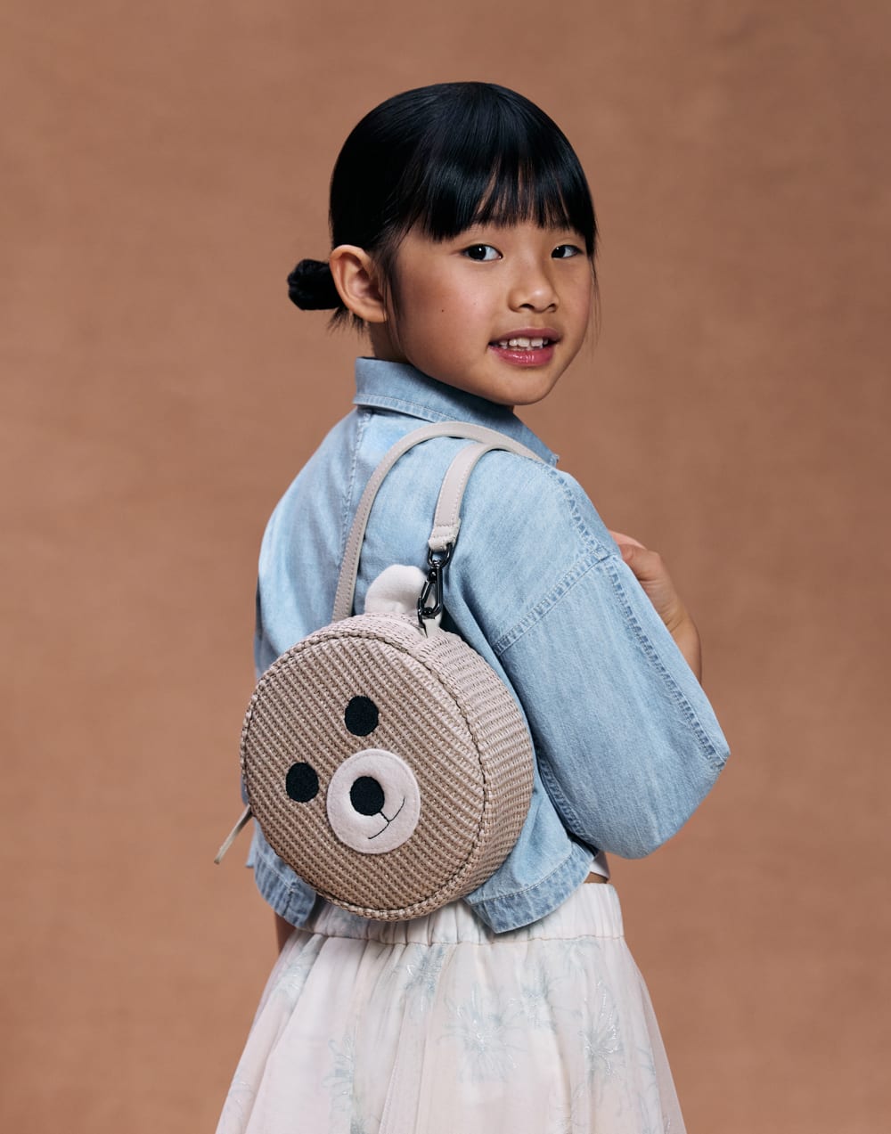 Techno raffia bear bag Beige Girls - Brunello Cucinelli