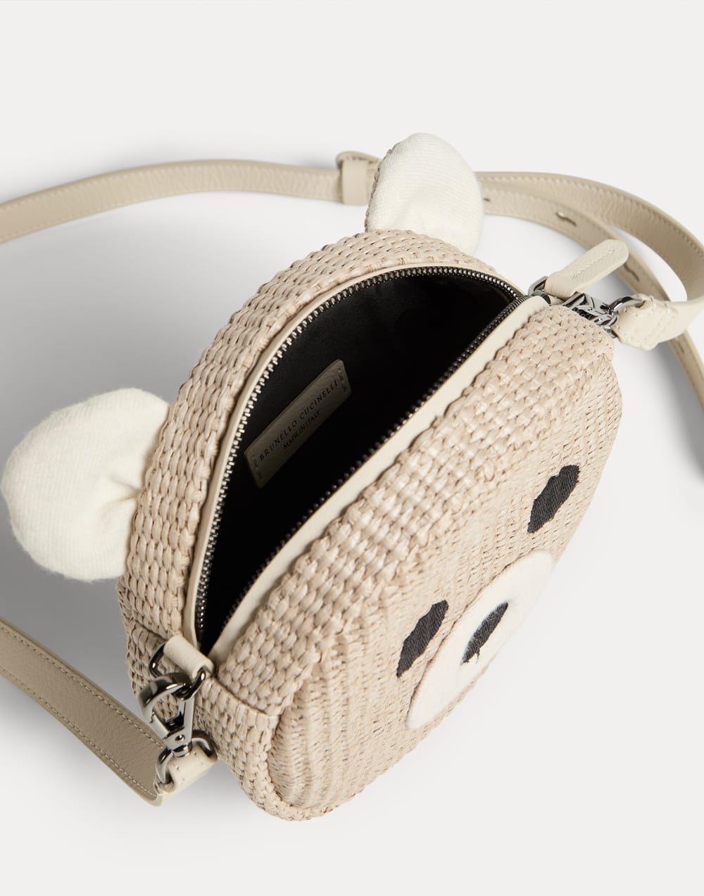 Techno raffia bear bag Beige Girls - Brunello Cucinelli