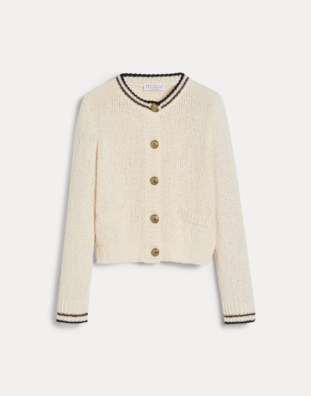 Rustic cotton cardigan Ecru Girls - Brunello Cucinelli