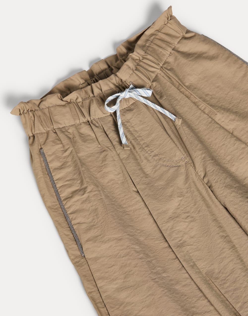 Baggy Crop trousers with monili Light Brown Girls - Brunello Cucinelli