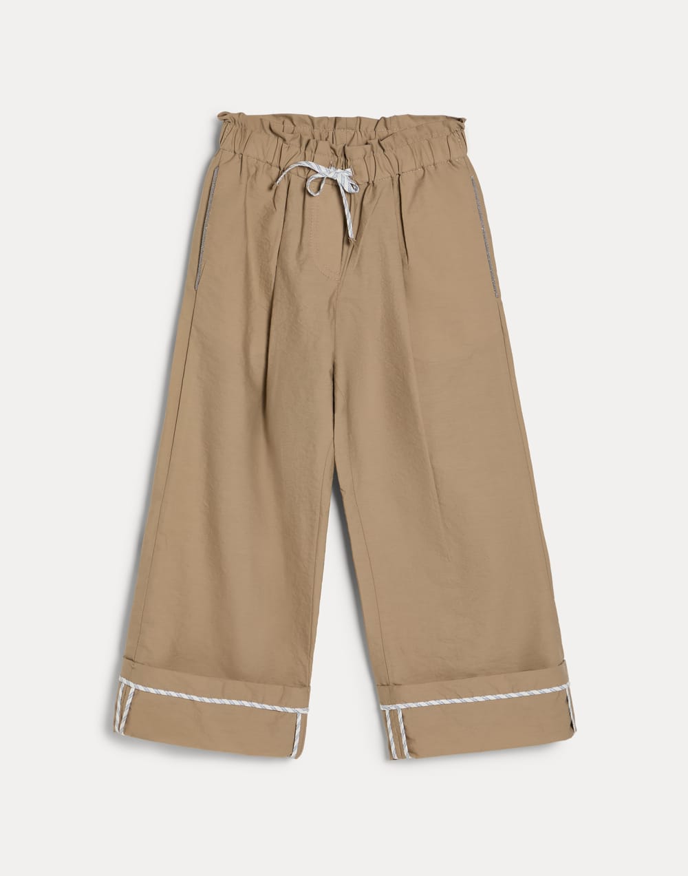 Baggy Crop trousers with monili Light Brown Girls - Brunello Cucinelli