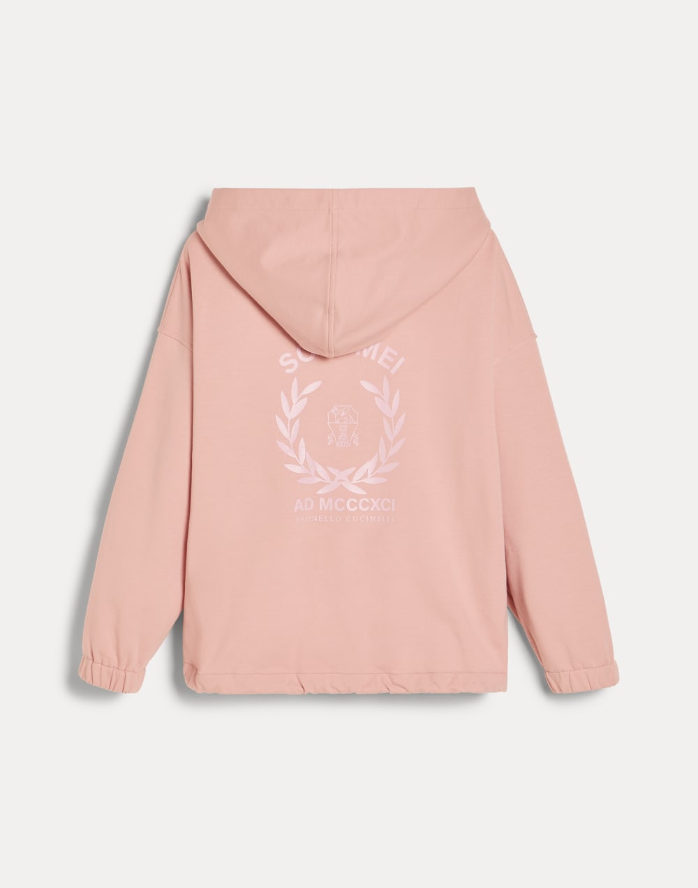 Hoodie with zipper and graphic Pink Girls - Brunello Cucinelli