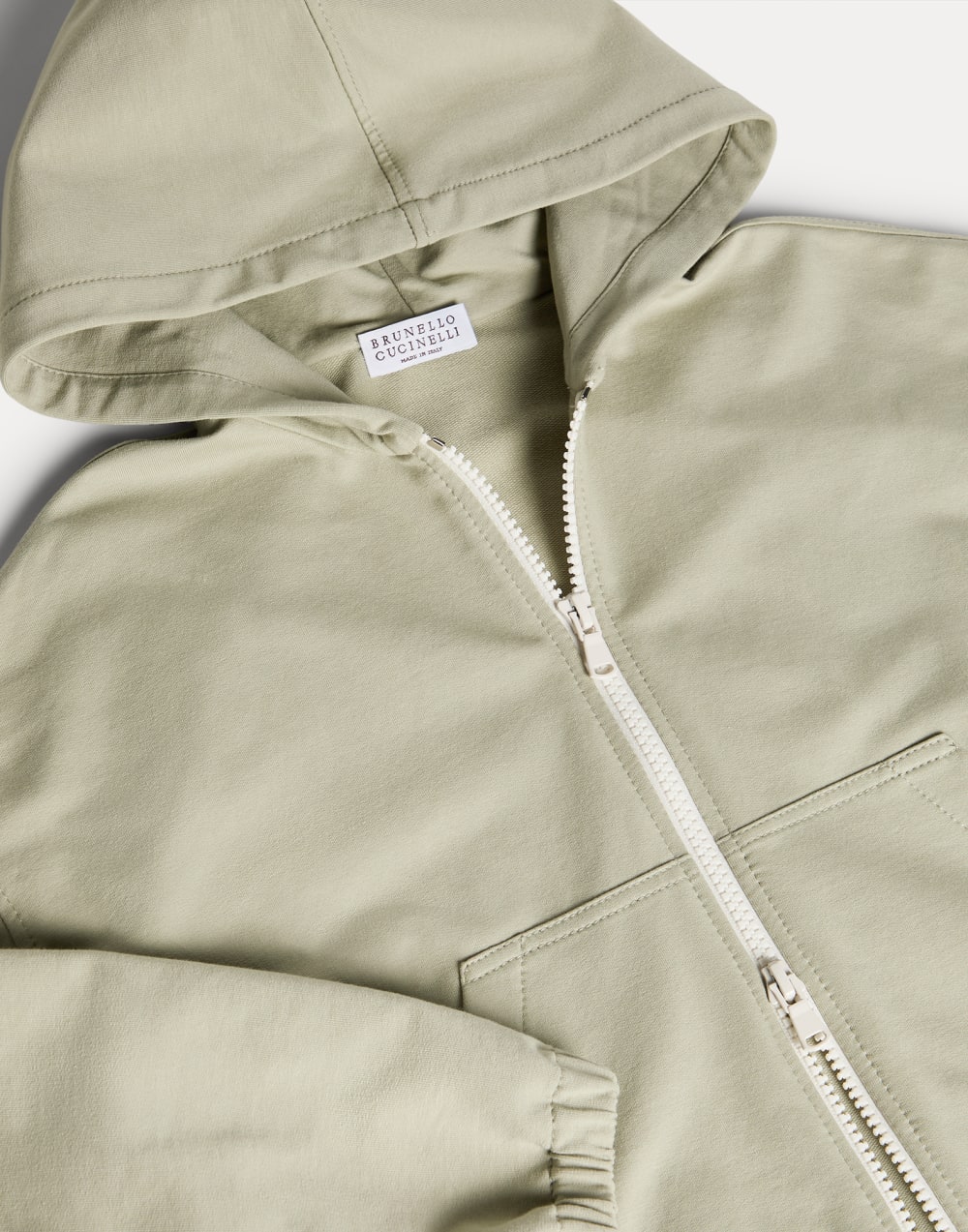Hoodie with zipper and graphic Sage Girls - Brunello Cucinelli