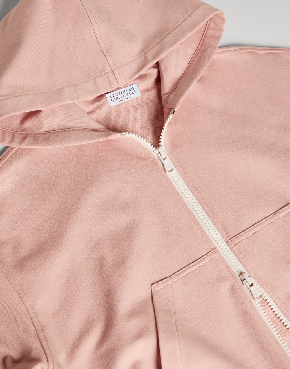 Hoodie with zipper and graphic Pink Girls - Brunello Cucinelli