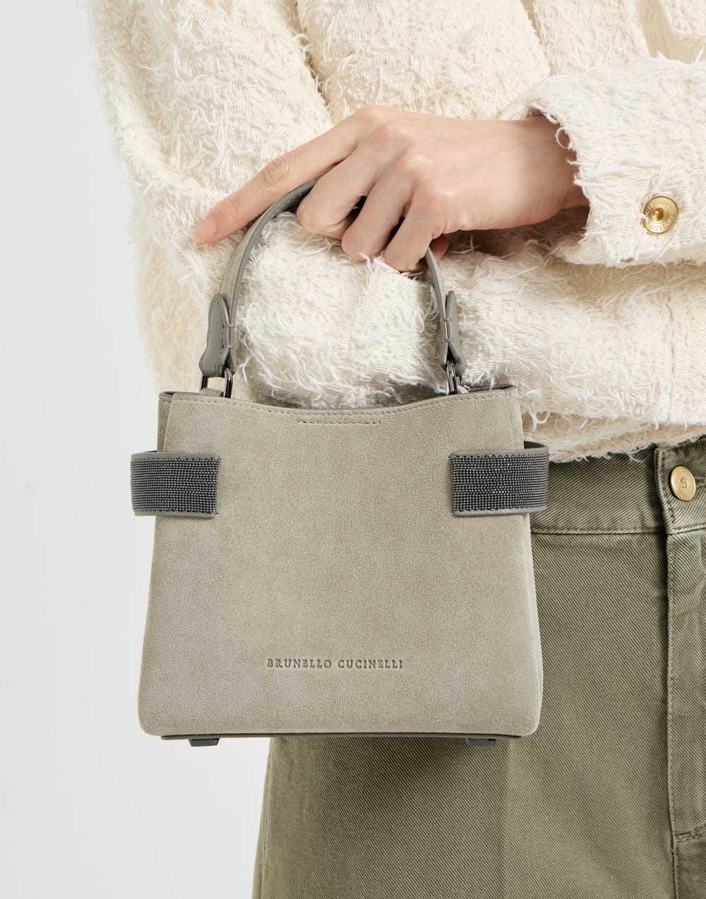 Small Top-Handle Essence bag Khaki Woman - Brunello Cucinelli
